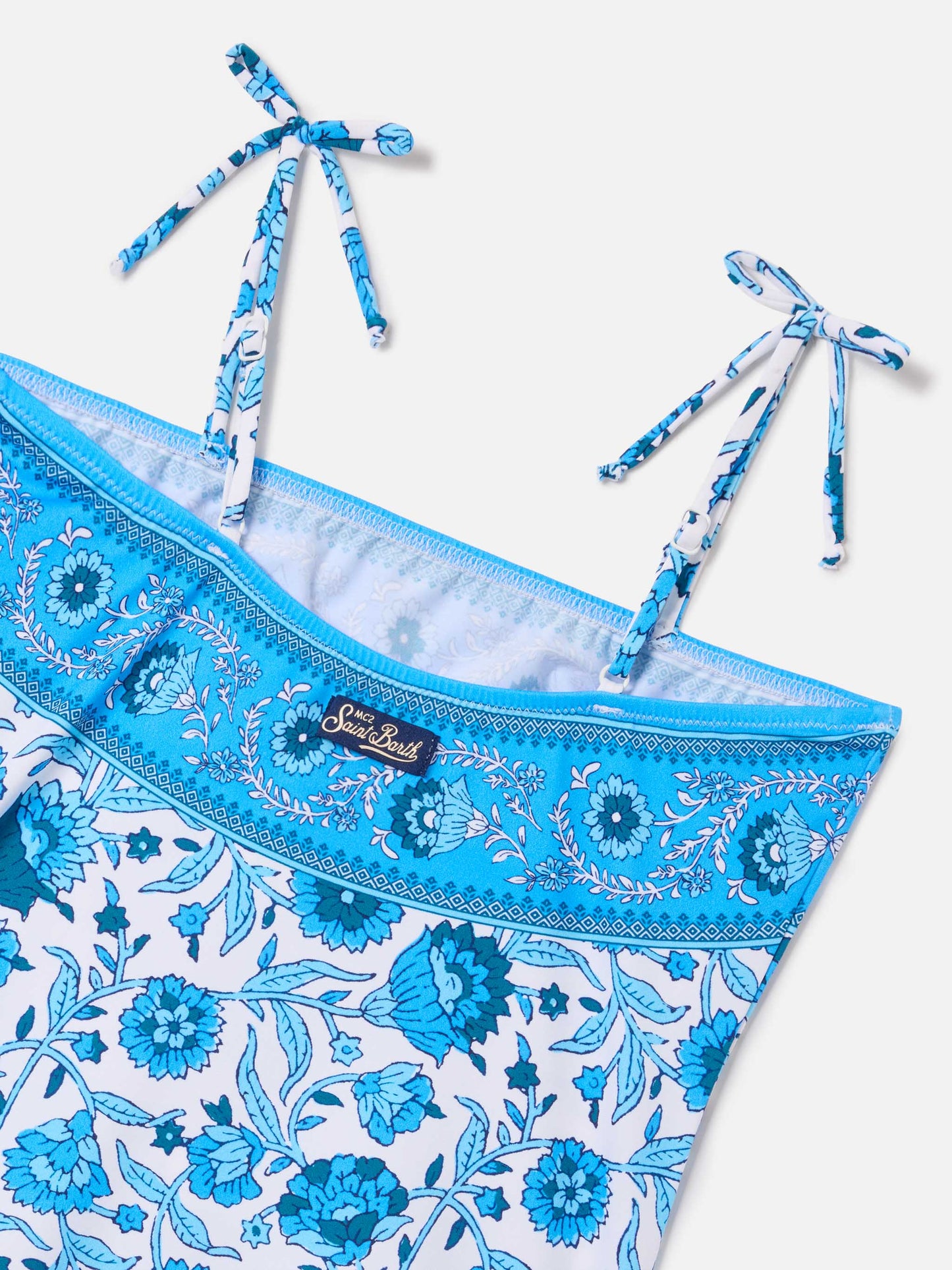 Costume intero Zadig con stampa floreale batik blu