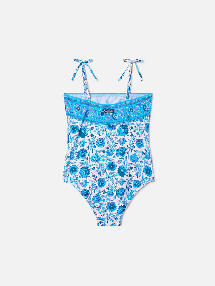 Costume intero Zadig con stampa floreale batik blu