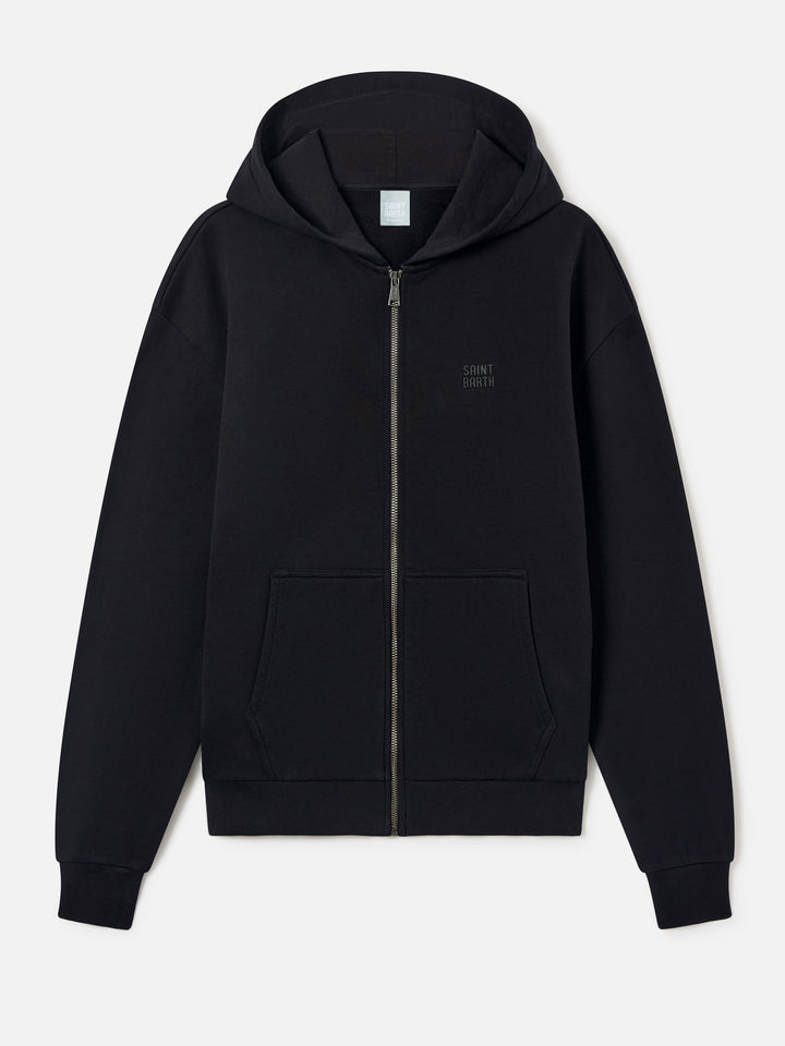 Schwarzes Zadie Sweatshirt mit Reißverschluss und Logo-Patch 