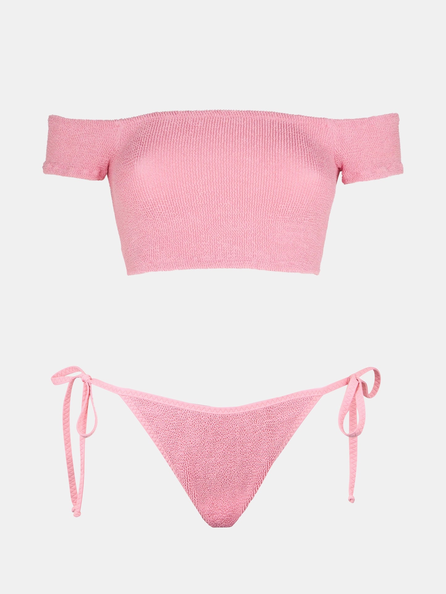 Bikini Zena Marielle con spallina larga in crinkle rosa