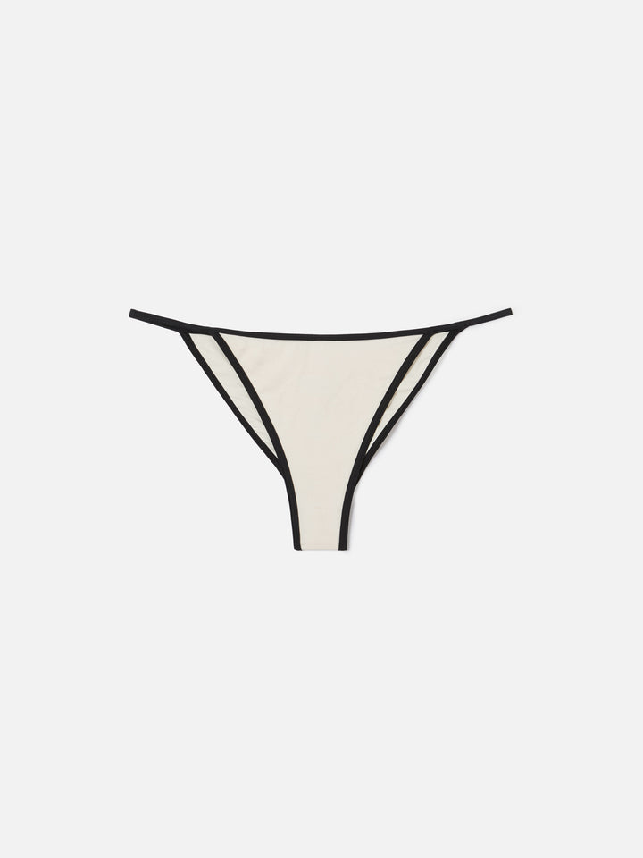 Zephire String brazilian bikini bottoms in cream with contrasting trim