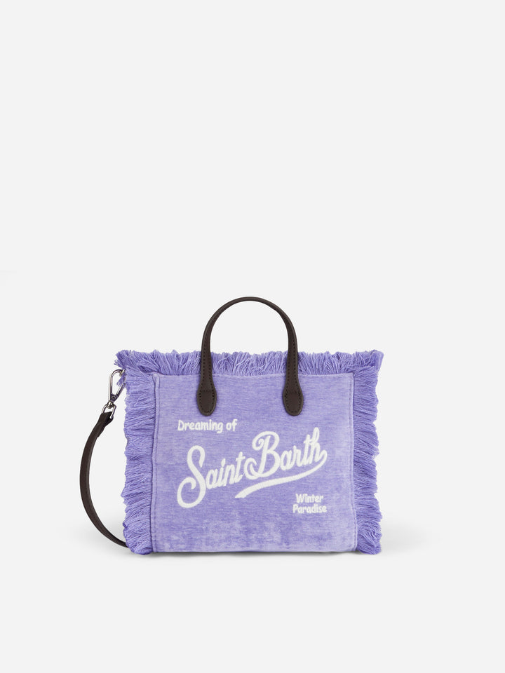 Lilac velvet chine Mini Vanity fringed bag
