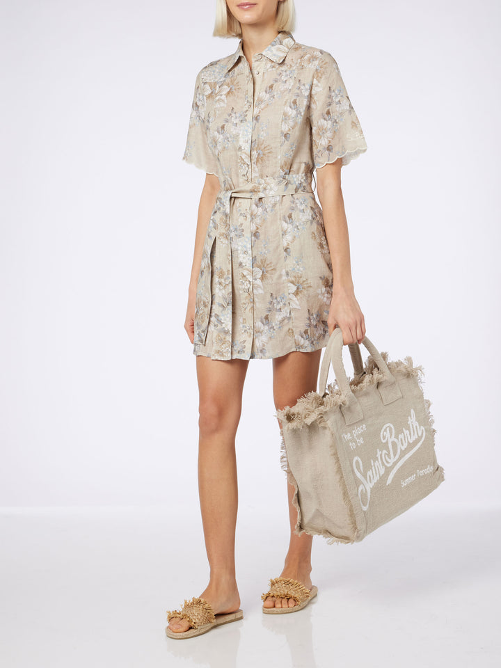 Vanity beige linen shoulder bag - MC2 Saint Barth
