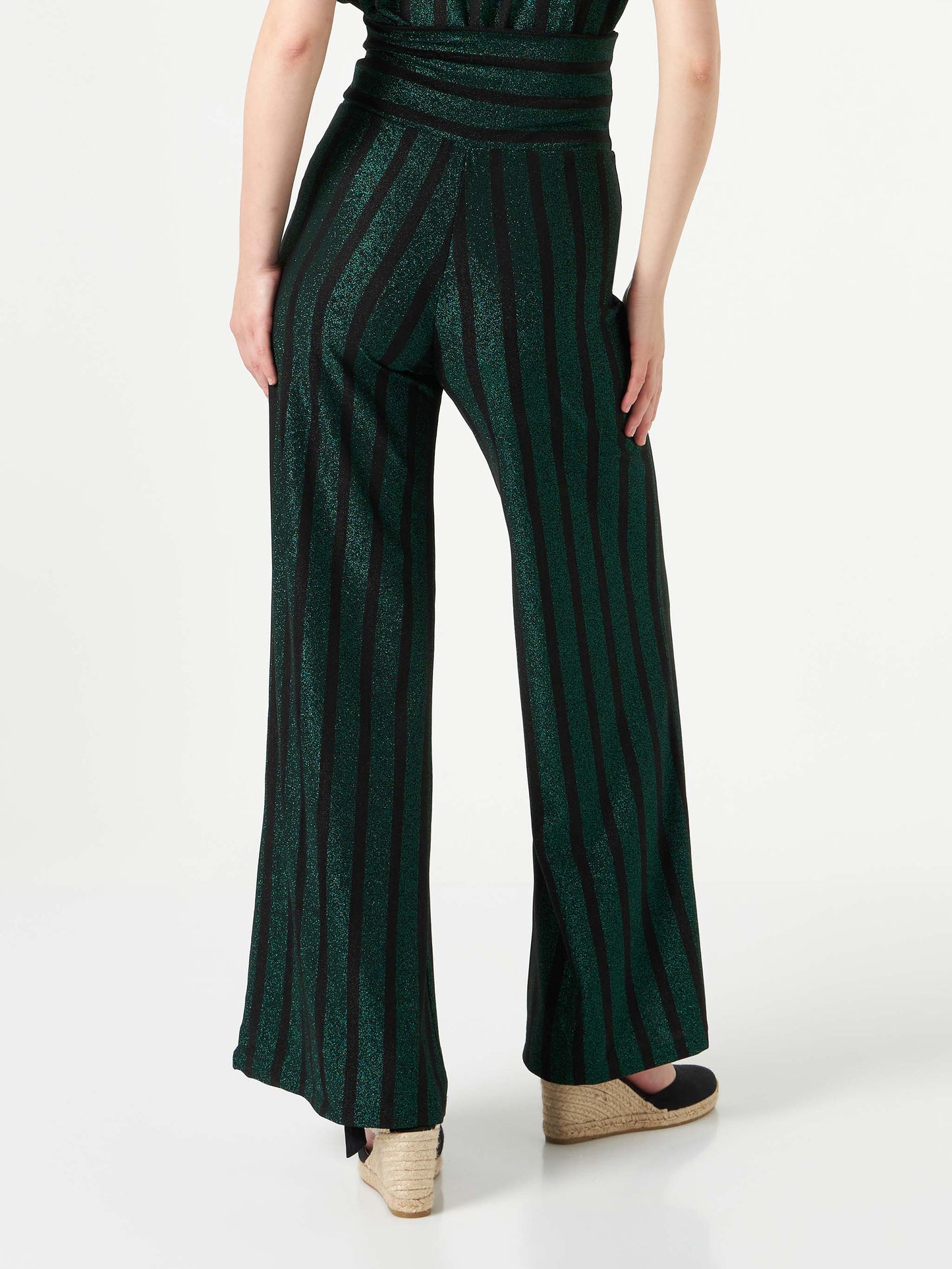 Black and green glitter striped palazzo pants - MC2 Saint Barth