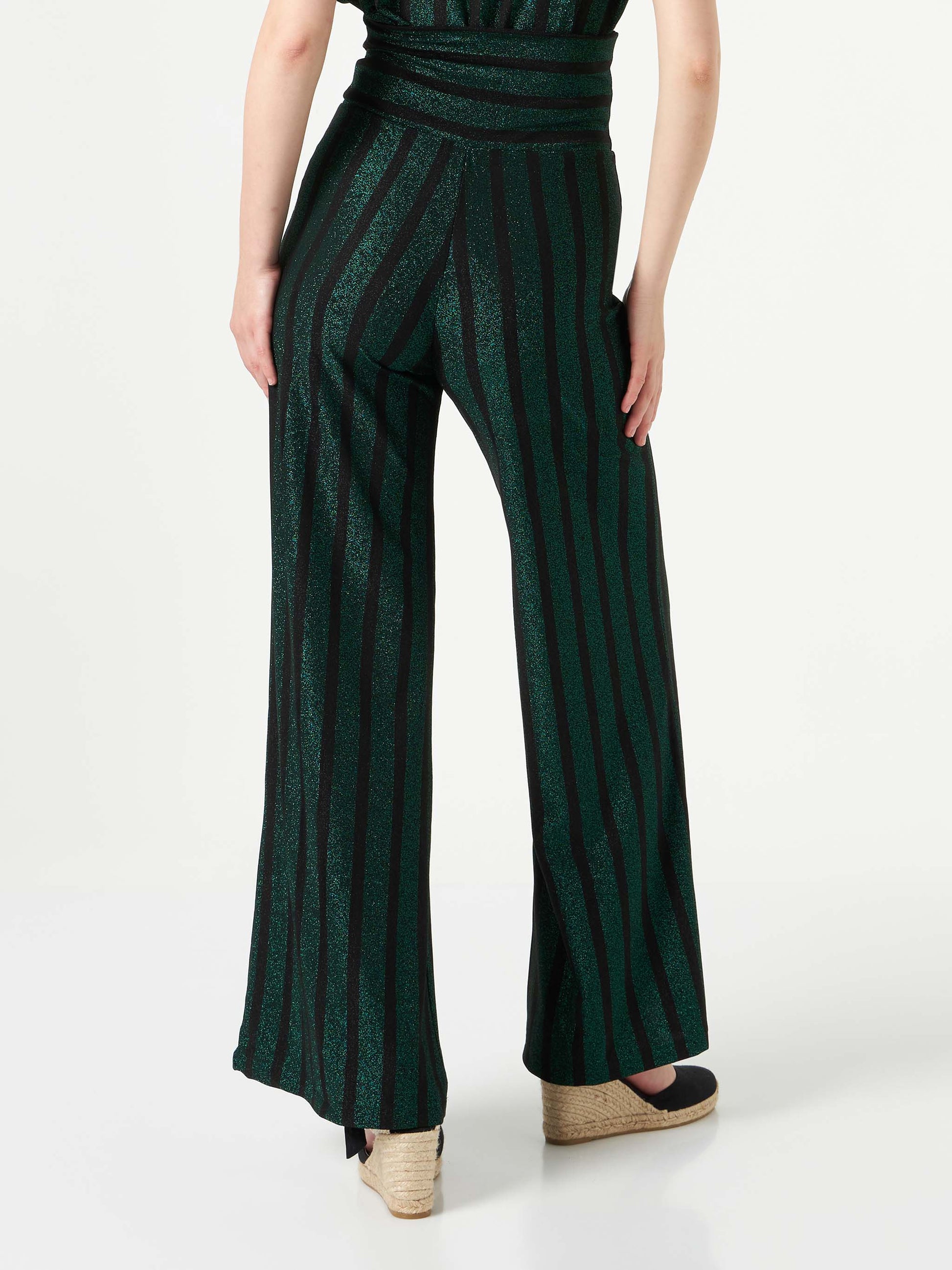 Black and green glitter striped palazzo pants - MC2 Saint Barth