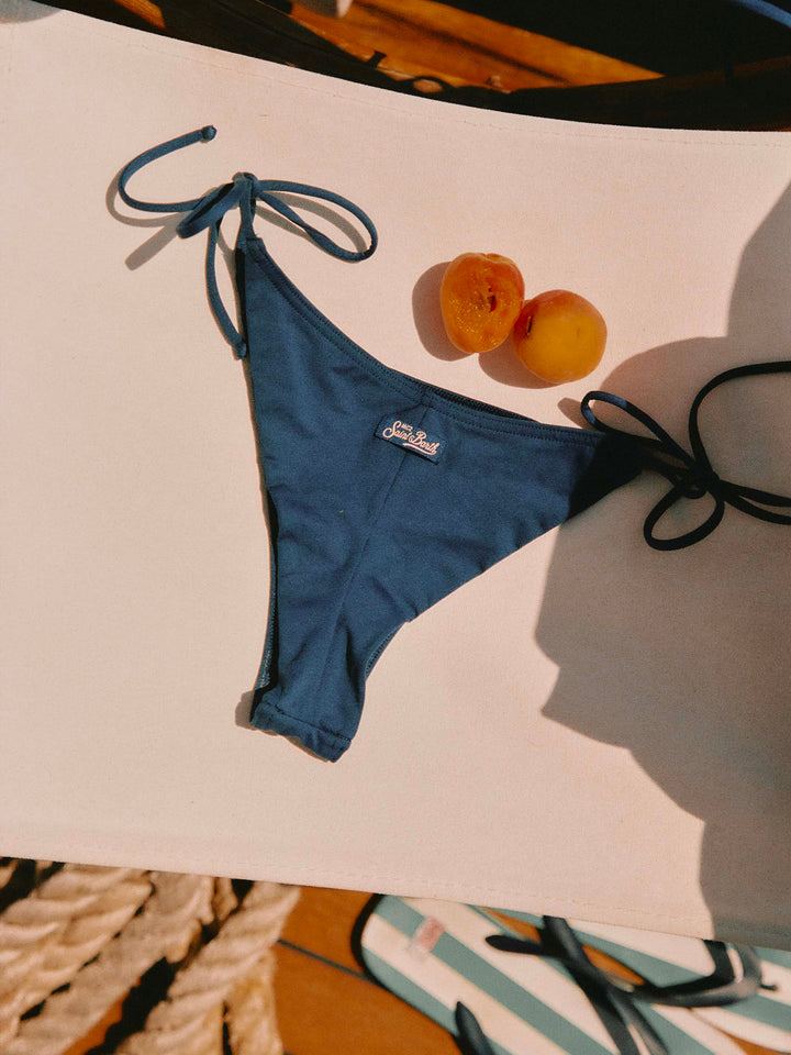 Amira Naomi navy blue bikini balconette de color liso 