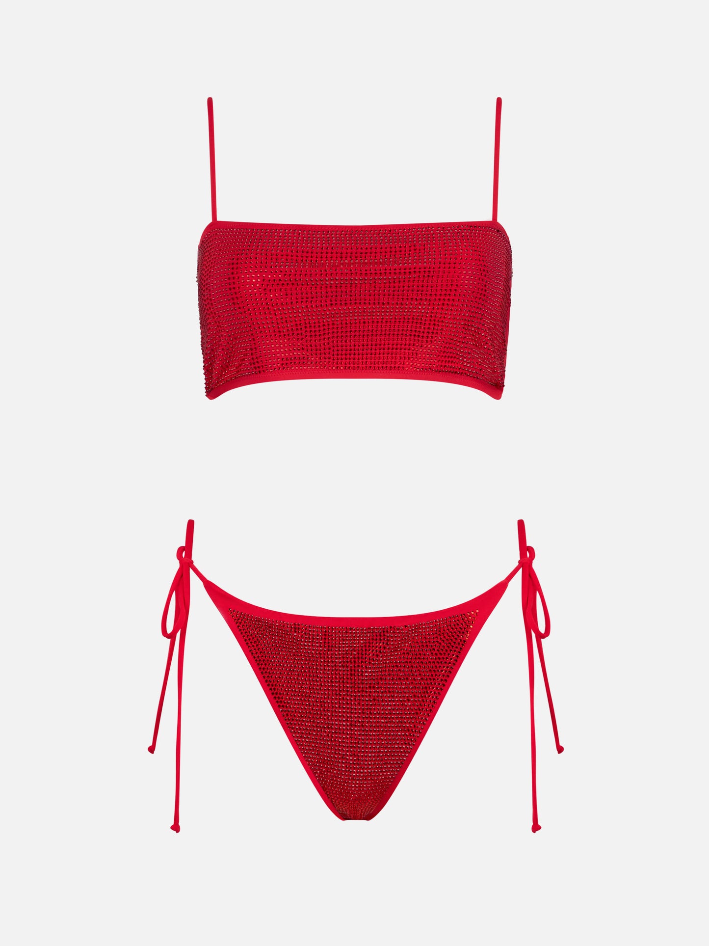Bikini a fascia Athena Virgo rosso con strass