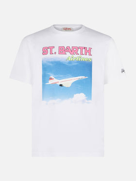 Man cotton t-shirt with St.Barth airlines print