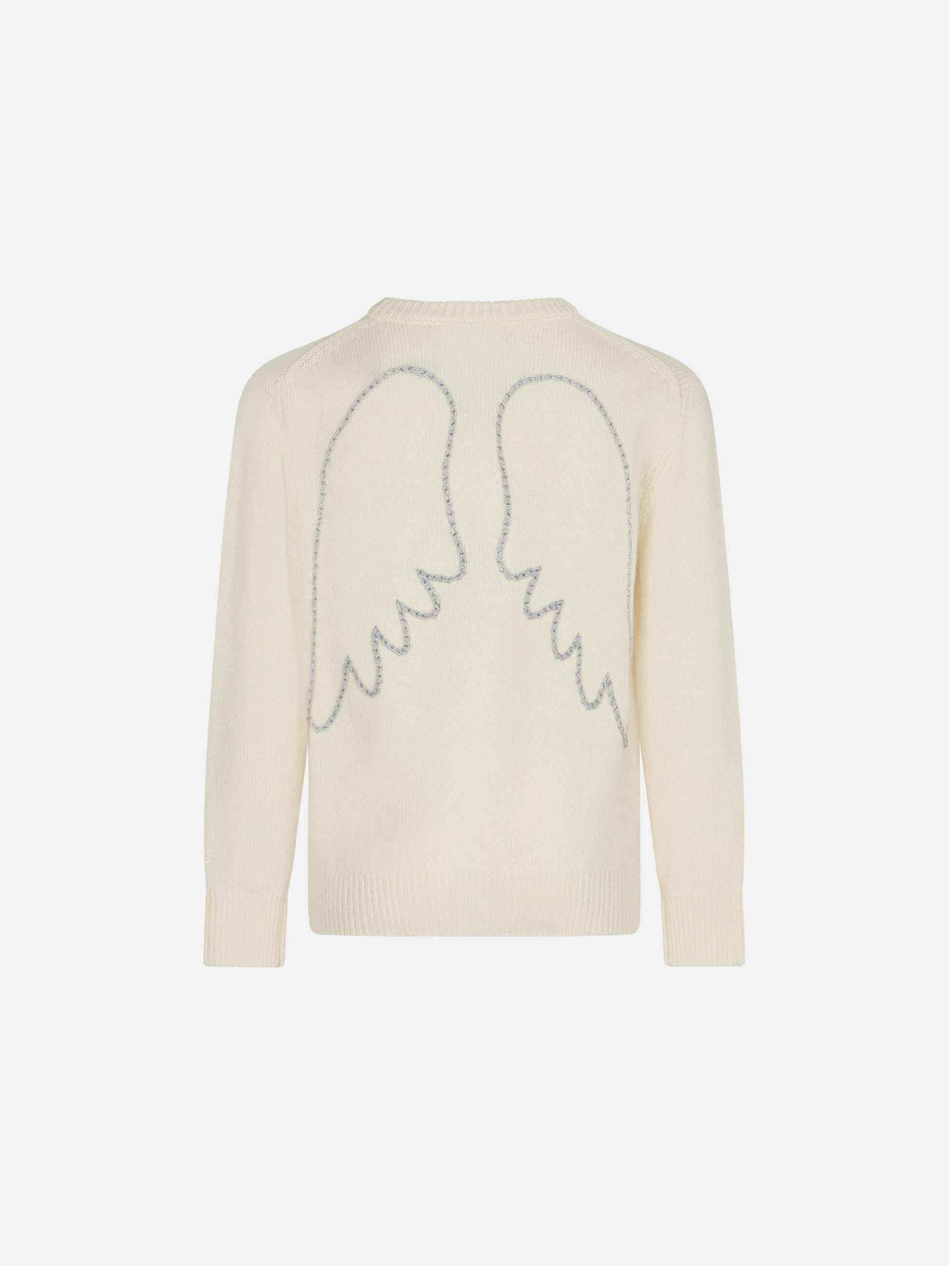 Girl white sweater angel wings embroidery - MC2 Saint Barth