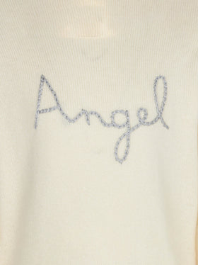 Girl white sweater angel wings embroidery - MC2 Saint Barth