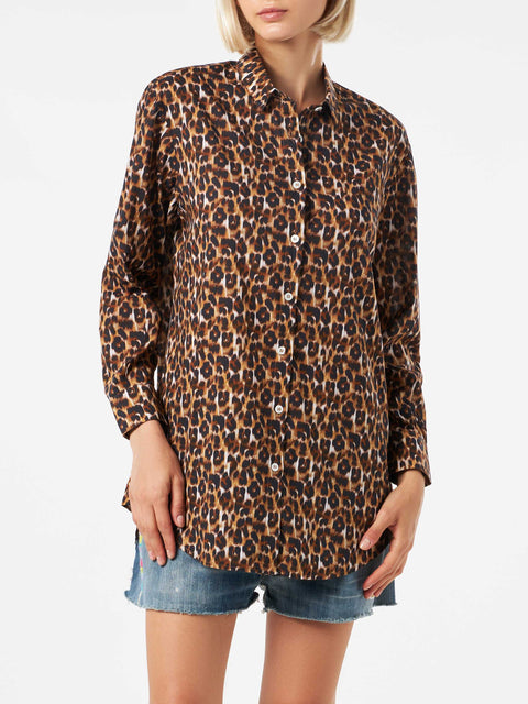 Leopard print cotton shirt with embroidery - MC2 Saint Barth