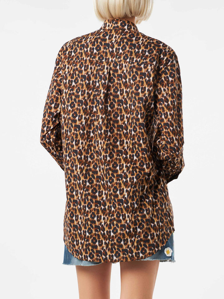 Leopard print cotton shirt with embroidery - MC2 Saint Barth