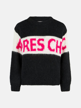 Woman boxy shape soft sweater with Apres Chic jacquard