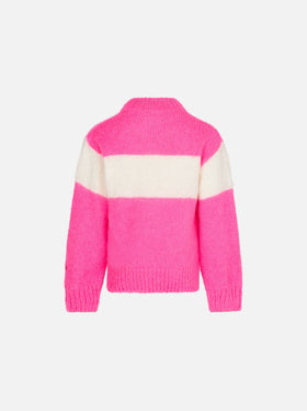 Girl brushed crewneck sweater with Apres chic lettering - MC2 Saint Barth