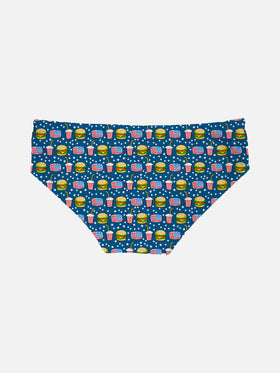 Boy swim briefs with hamburger print - MC2 Saint Barth