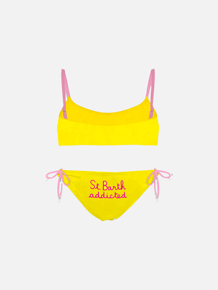 Girl's bralette bikini with St. Barth addicted embroidery - MC2 Saint Barth