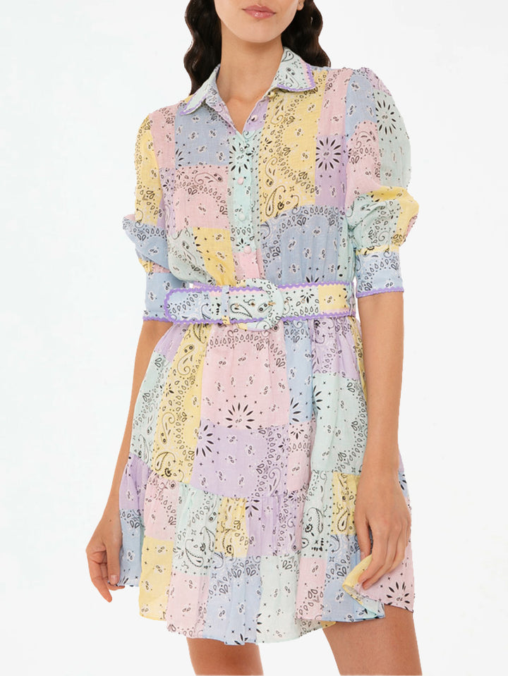 Multicolor bandanna linen short dress Daisi - MC2 Saint Barth