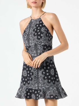 Black bandanna print slip dress Avrill - MC2 Saint Barth