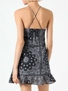 Black bandanna print slip dress Avrill - MC2 Saint Barth