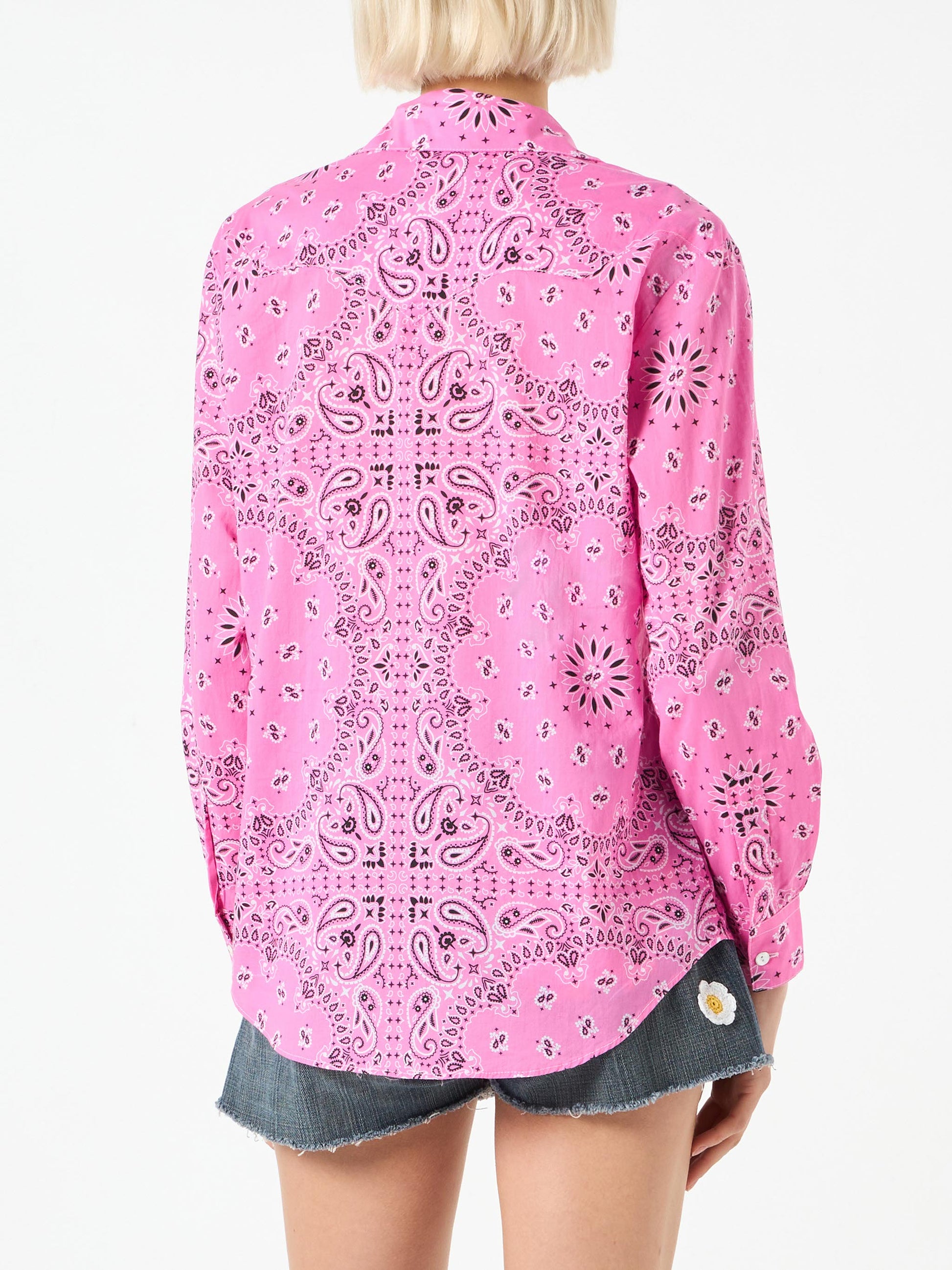 Woman pink shirt with bandanna print - MC2 Saint Barth