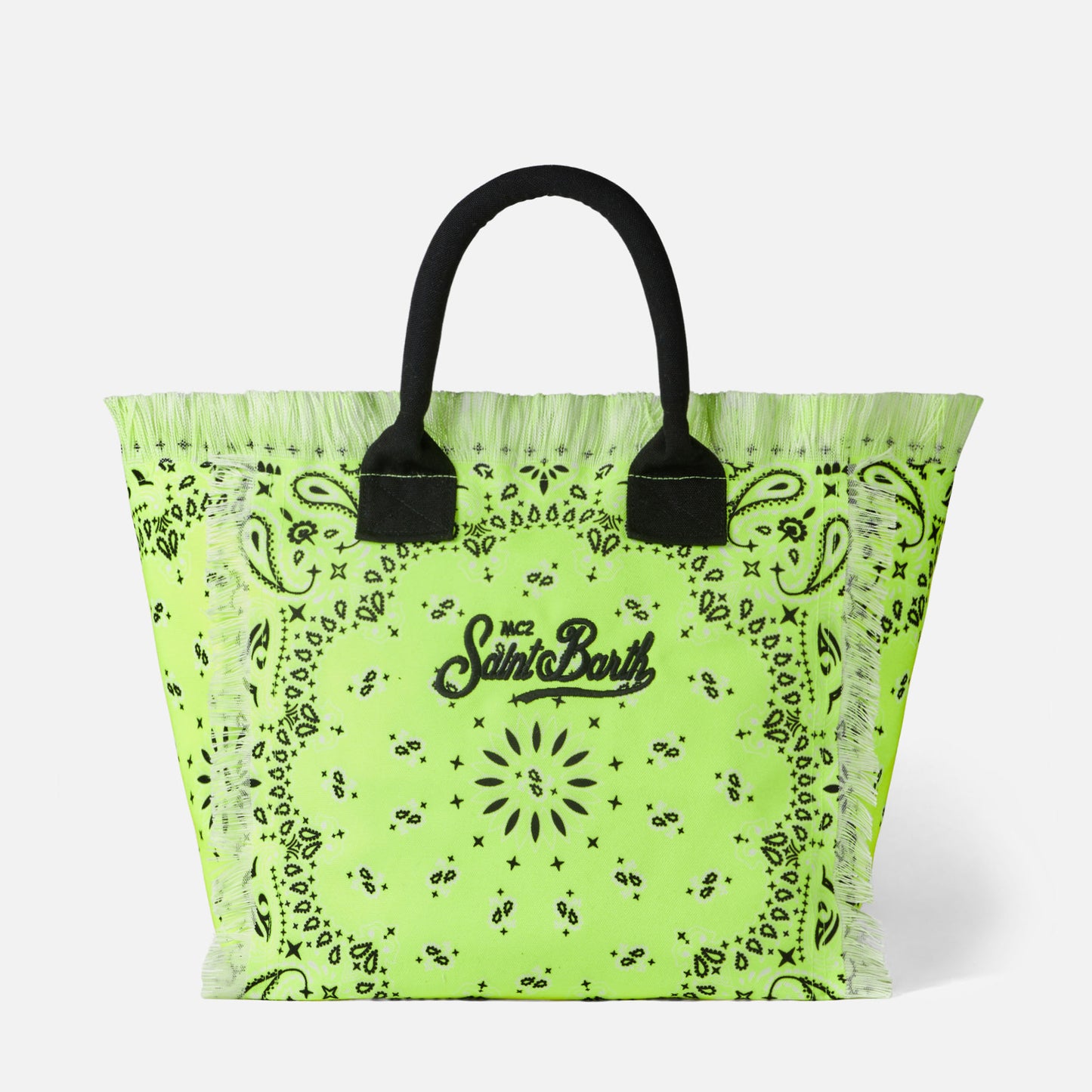 Vanity fluo yellow shoulder bag with bandanna print - MC2 Saint Barth
