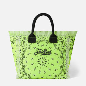 Vanity fluo yellow shoulder bag with bandanna print - MC2 Saint Barth