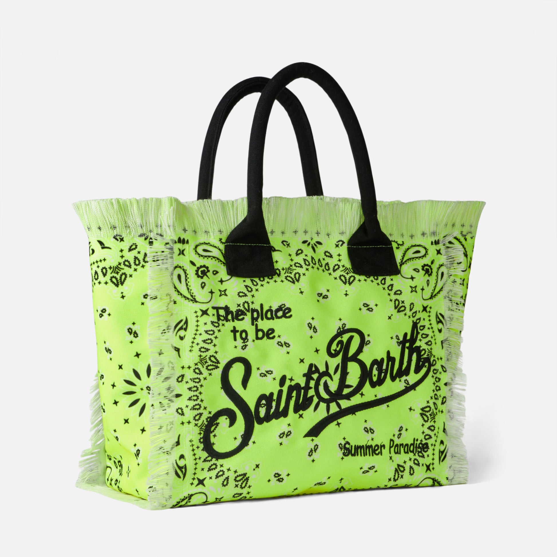 Vanity fluo yellow shoulder bag with bandanna print - MC2 Saint Barth