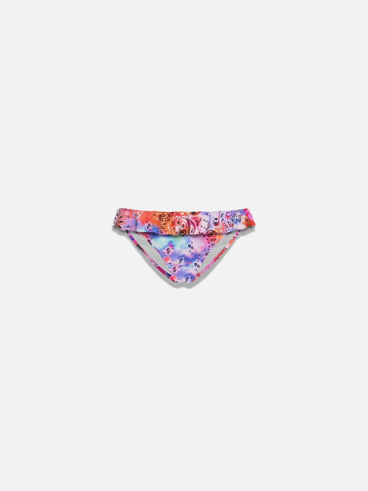 Girl ruffled swim briwfs with bandanna print - MC2 Saint Barth