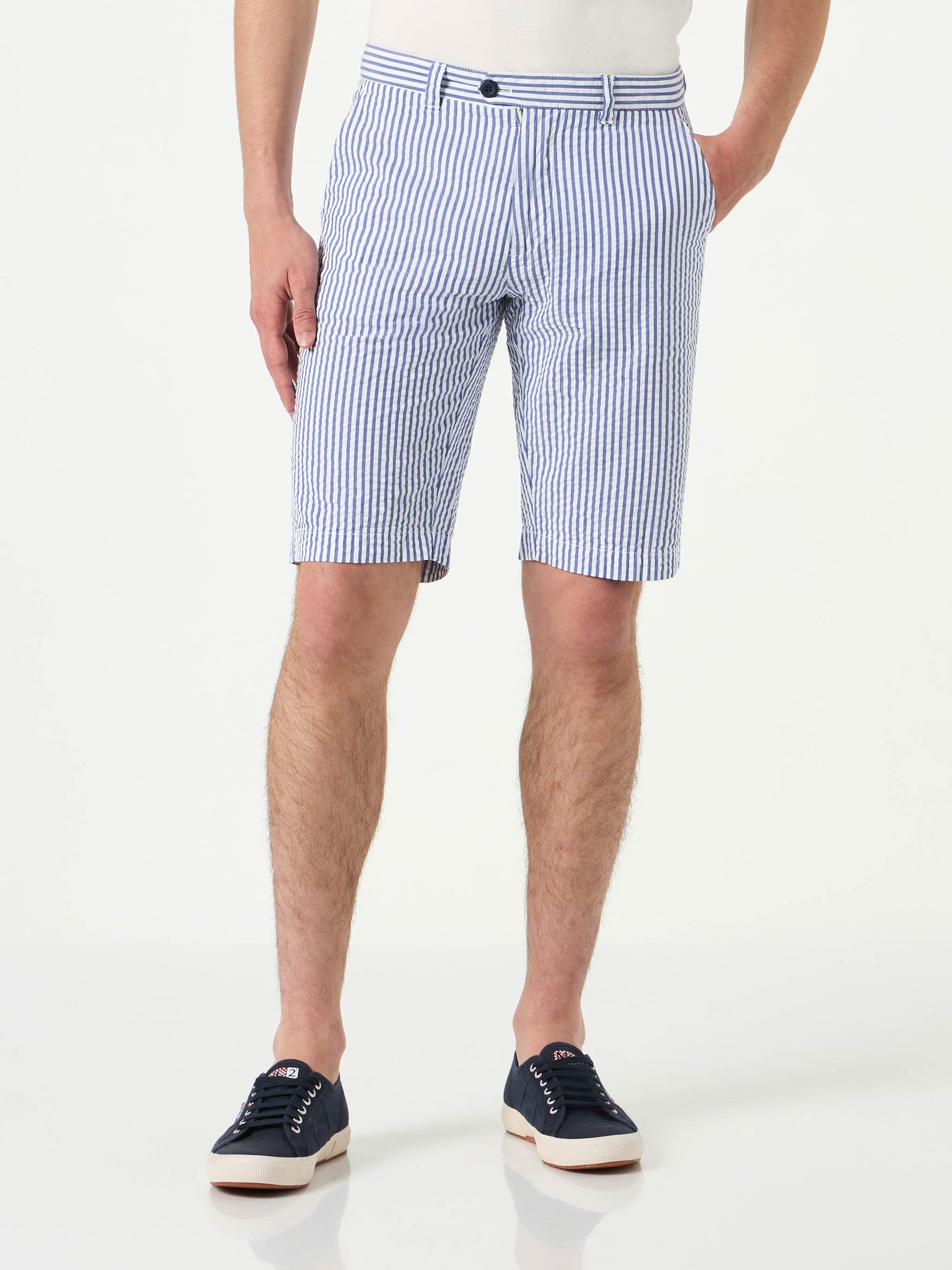 Blue striped bermuda shorts - MC2 Saint Barth