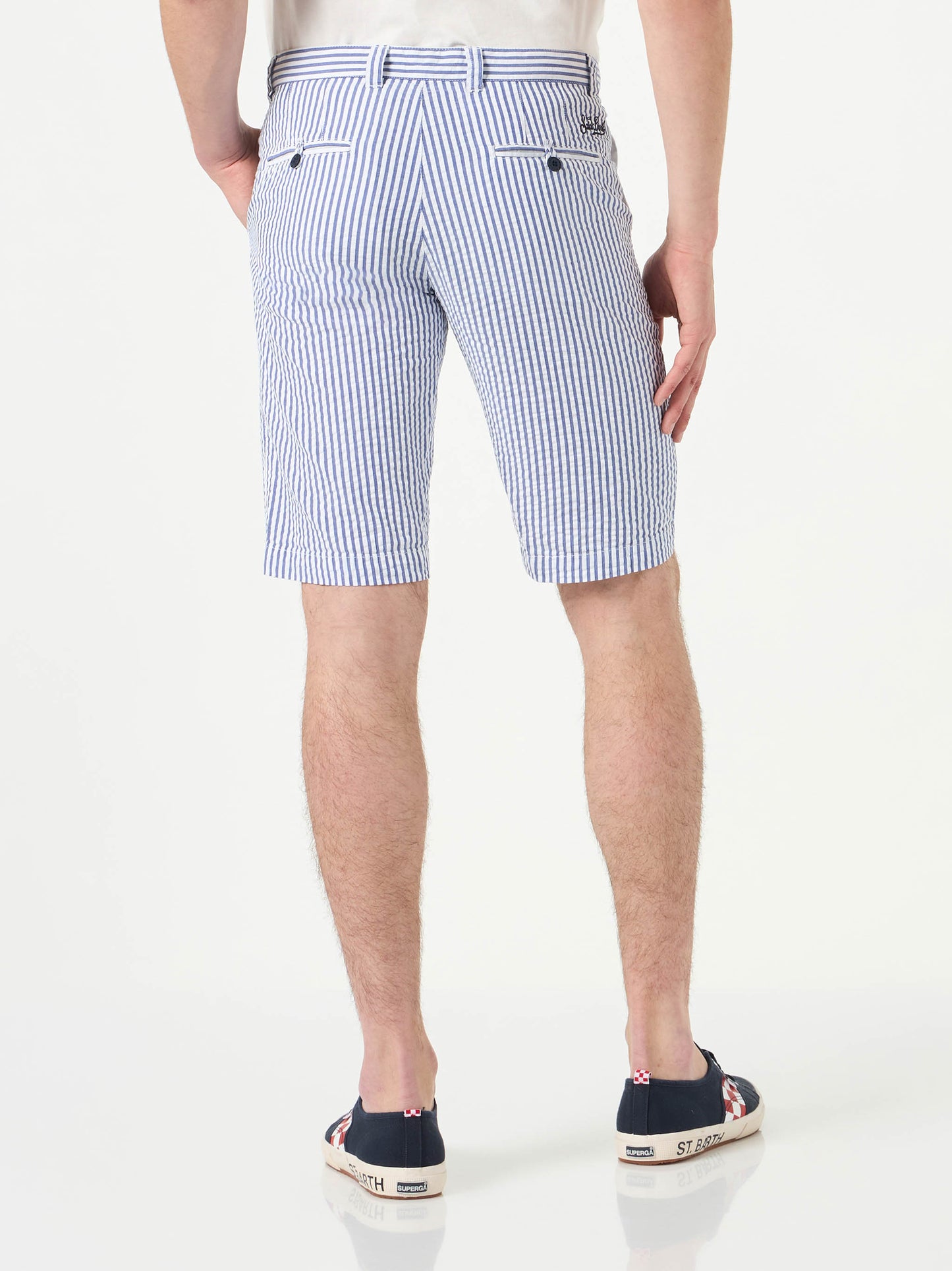 Blue striped bermuda shorts - MC2 Saint Barth