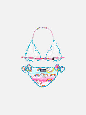 Girl triangle bikini with unicorn print - MC2 Saint Barth
