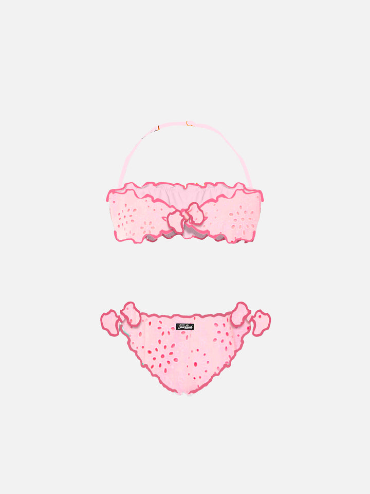 Girl pink sangallo bandeau bikini - MC2 Saint Barth