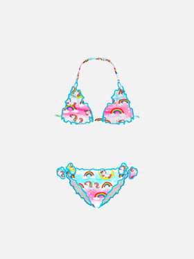 Girl triangle bikini with unicorn print - MC2 Saint Barth