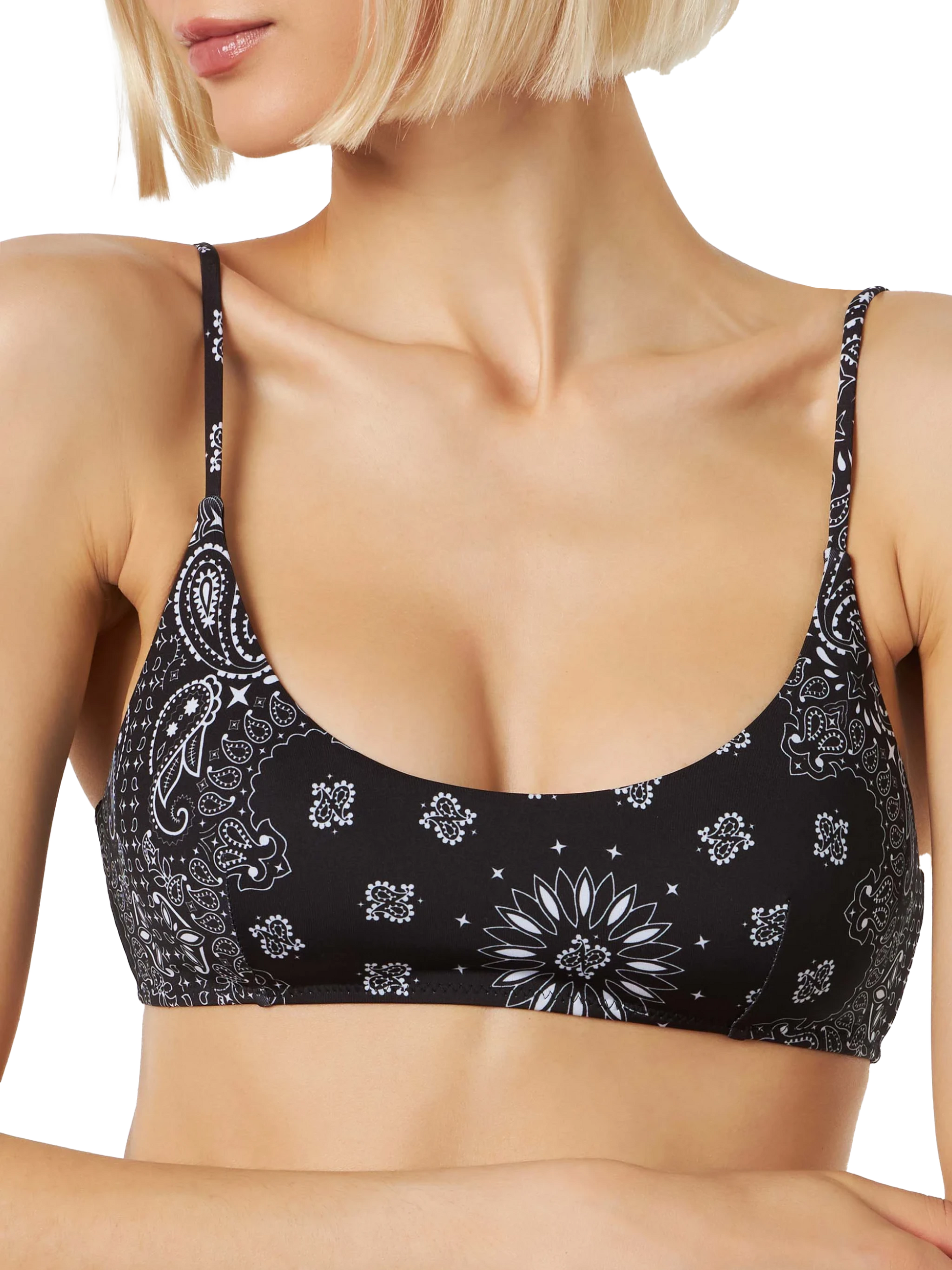 Woman bralette bikini with black bandanna print - MC2 Saint Barth