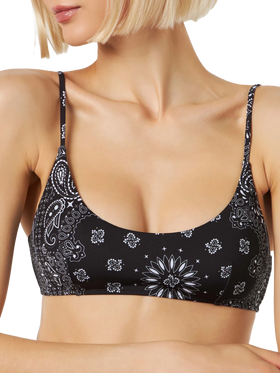 Woman bralette bikini with black bandanna print - MC2 Saint Barth