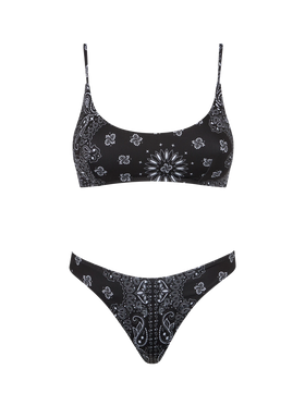 Woman bralette bikini with black bandanna print - MC2 Saint Barth