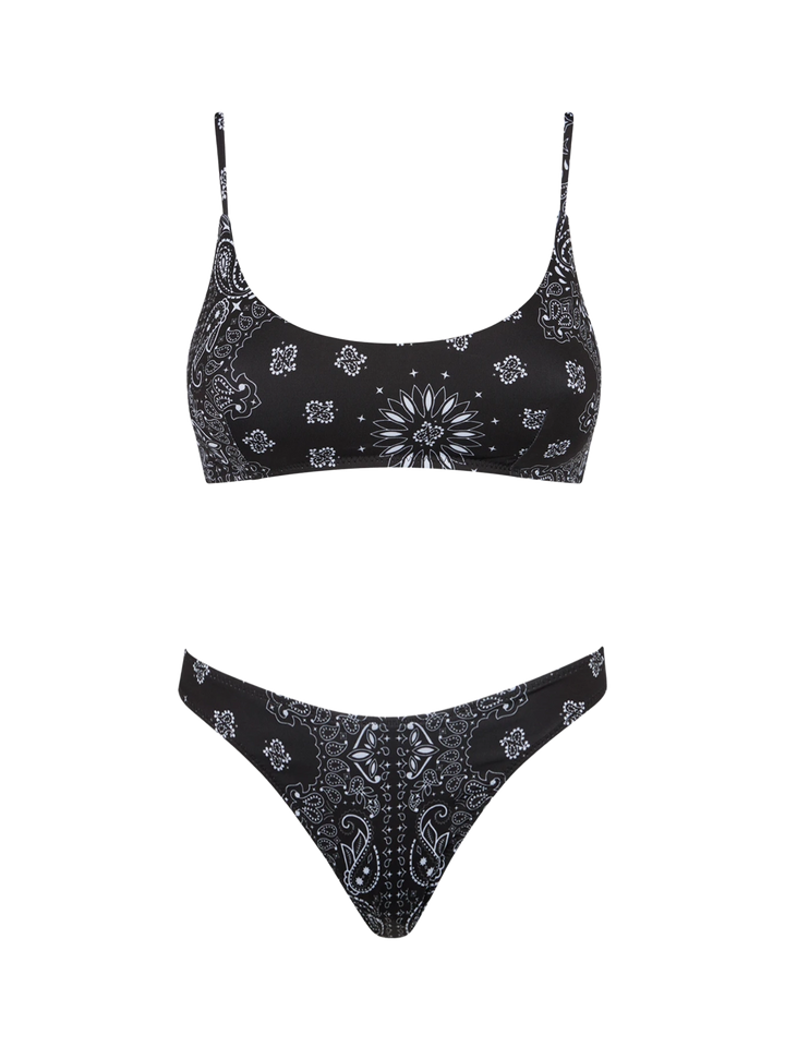 Woman bralette bikini with black bandanna print - MC2 Saint Barth