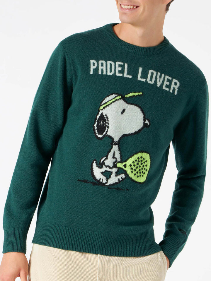 Man green sweater with Snoopy print | SNOOPY - PEANUTS™ SPECIAL EDITION - MC2 Saint Barth