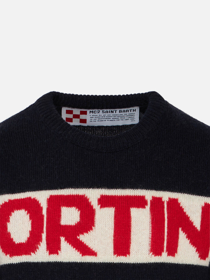 Blue boy sweater Cortina red graphic - MC2 Saint Barth