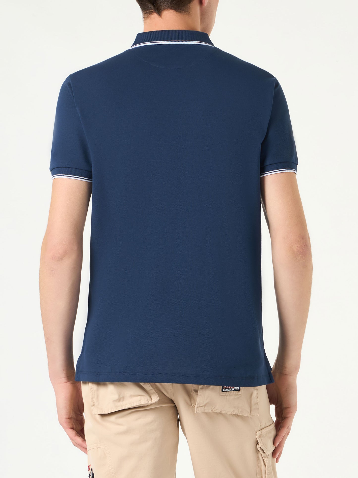 Blue navy piquet polo with St. Barth logo - MC2 Saint Barth