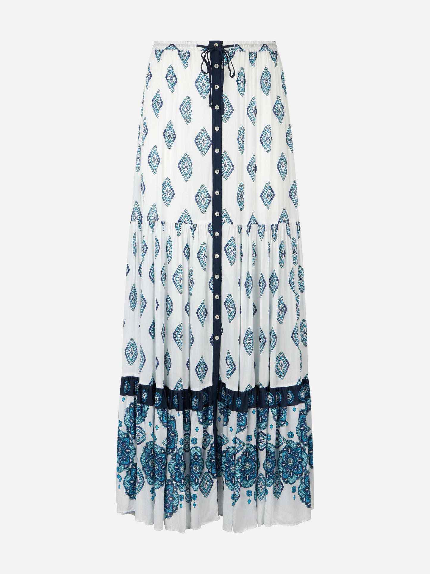 Light blue flower gipsy print long skirt - MC2 Saint Barth