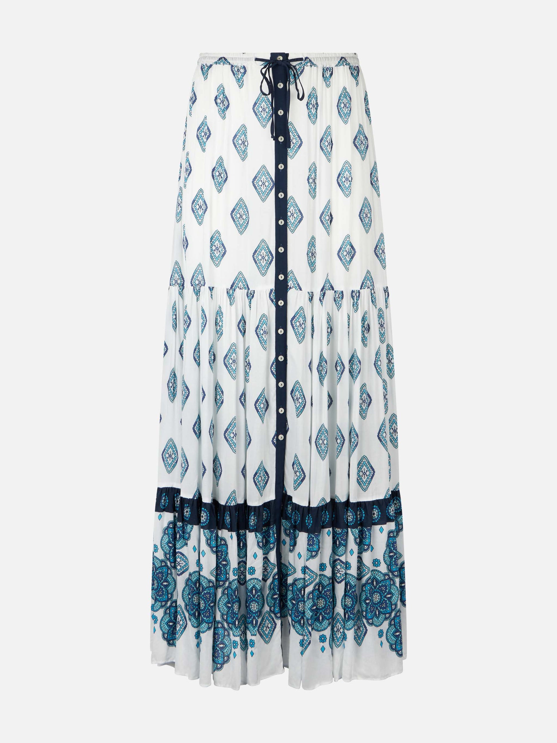 Light blue flower gipsy print long skirt - MC2 Saint Barth