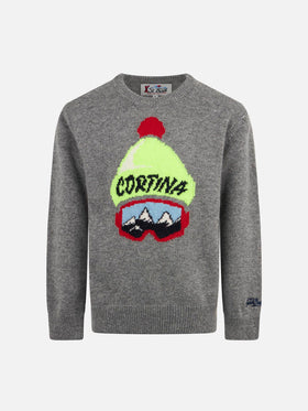 Boy crewneck sweater with Cortina hat print - MC2 Saint Barth