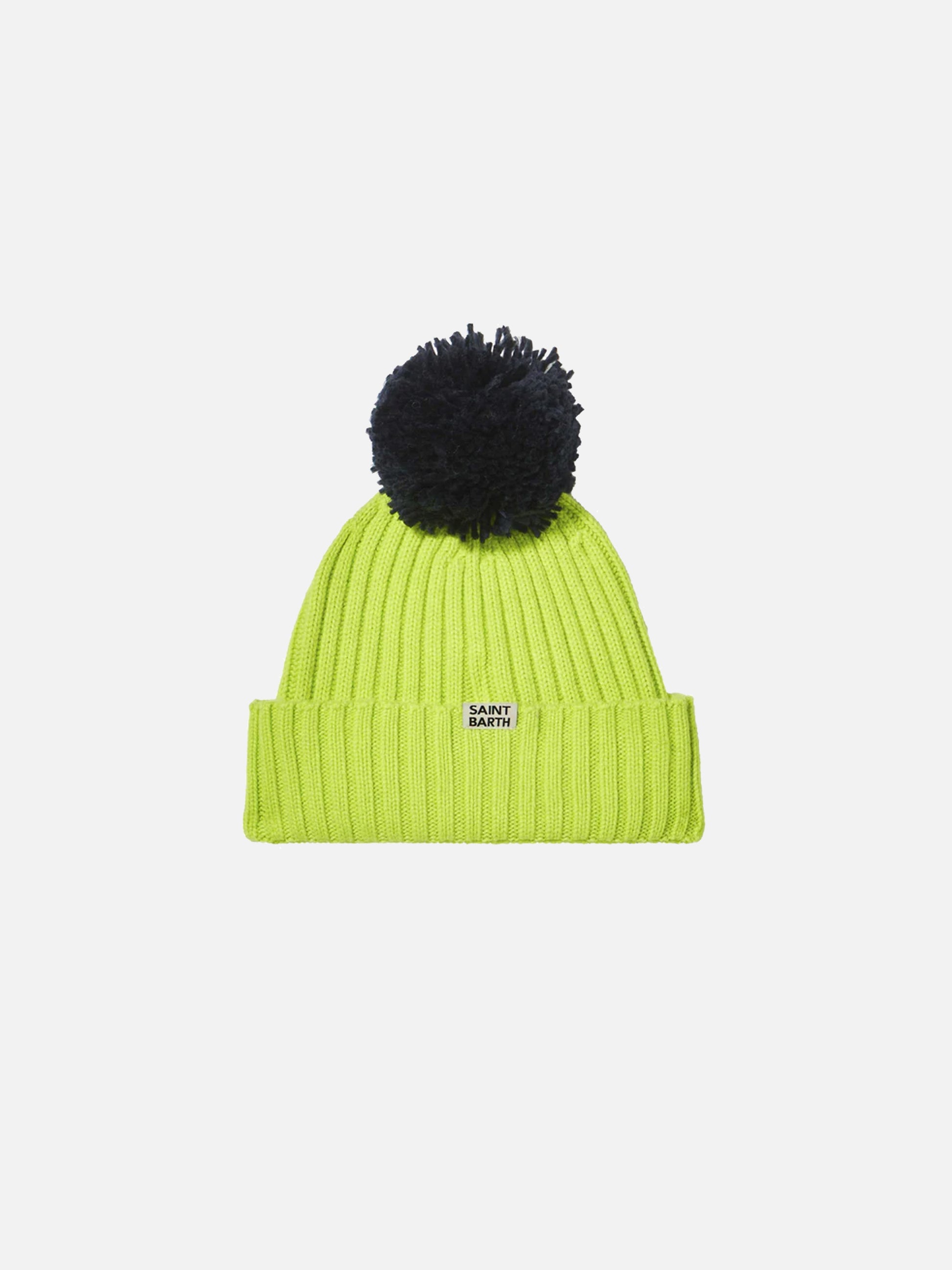 Boy fluo yellow beanie with pompon - MC2 Saint Barth