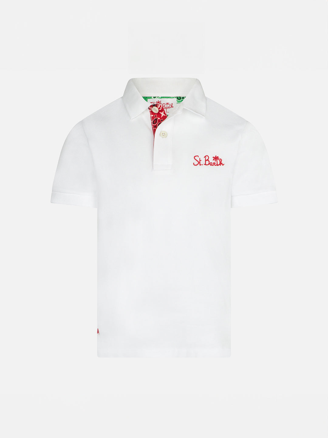 Boy white cotton piquet polo with embroidery - MC2 Saint Barth