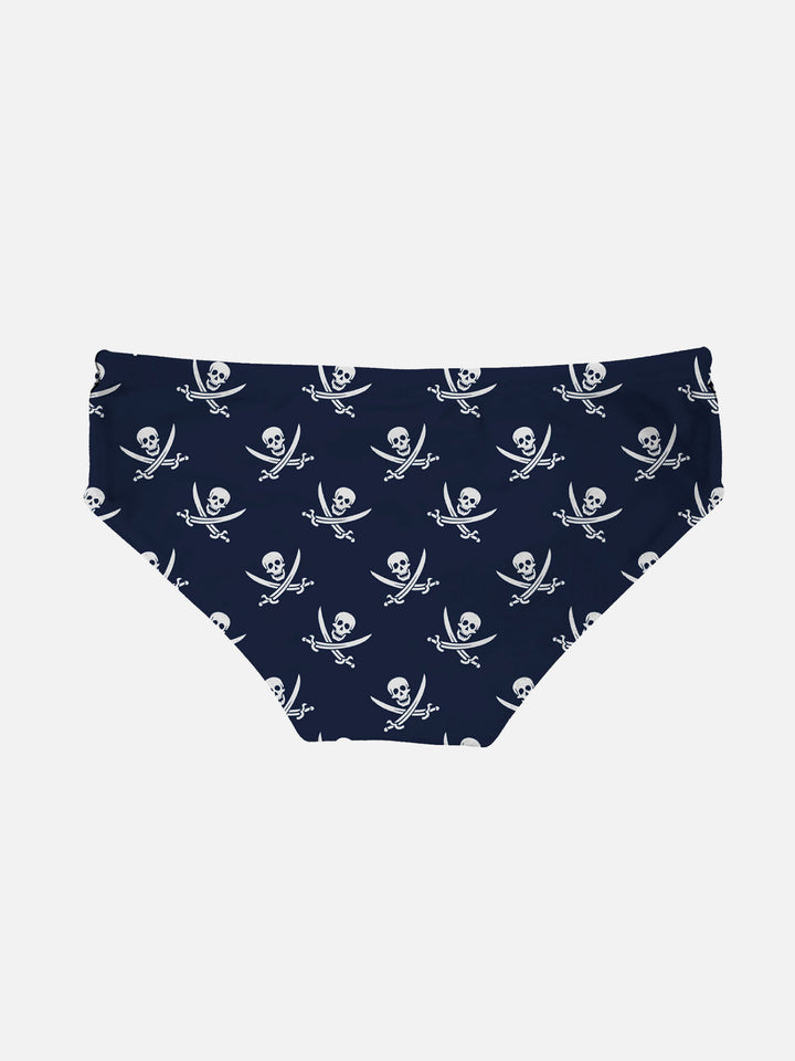 Blue navy boy swim briefs pirates micro print - MC2 Saint Barth