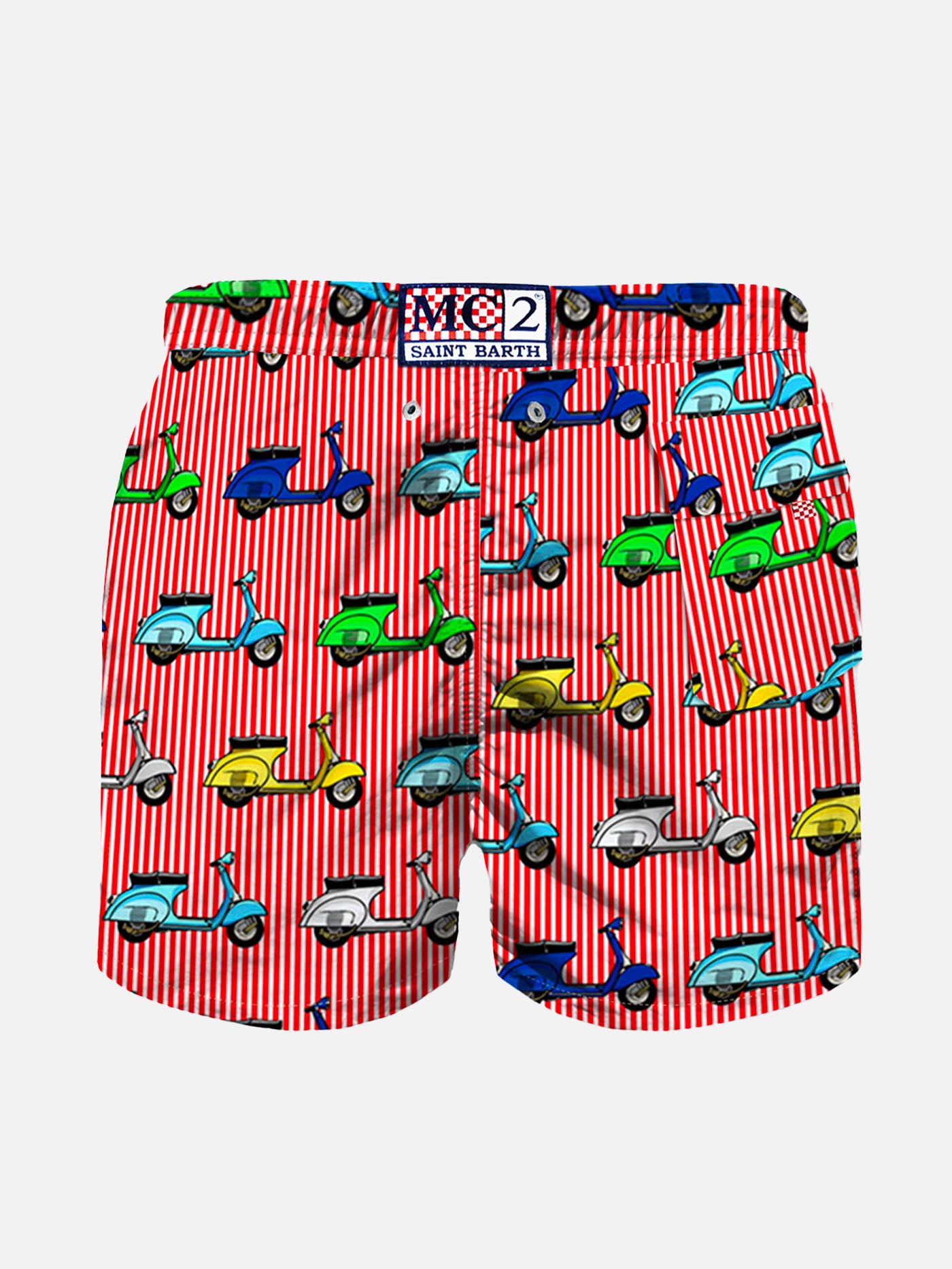 Boy swim shorts with multicolor Vespa all over print | VESPA PIAGGIO© - MC2 Saint Barth