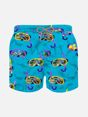 Boy classic swim shorts with diver mask print - MC2 Saint Barth