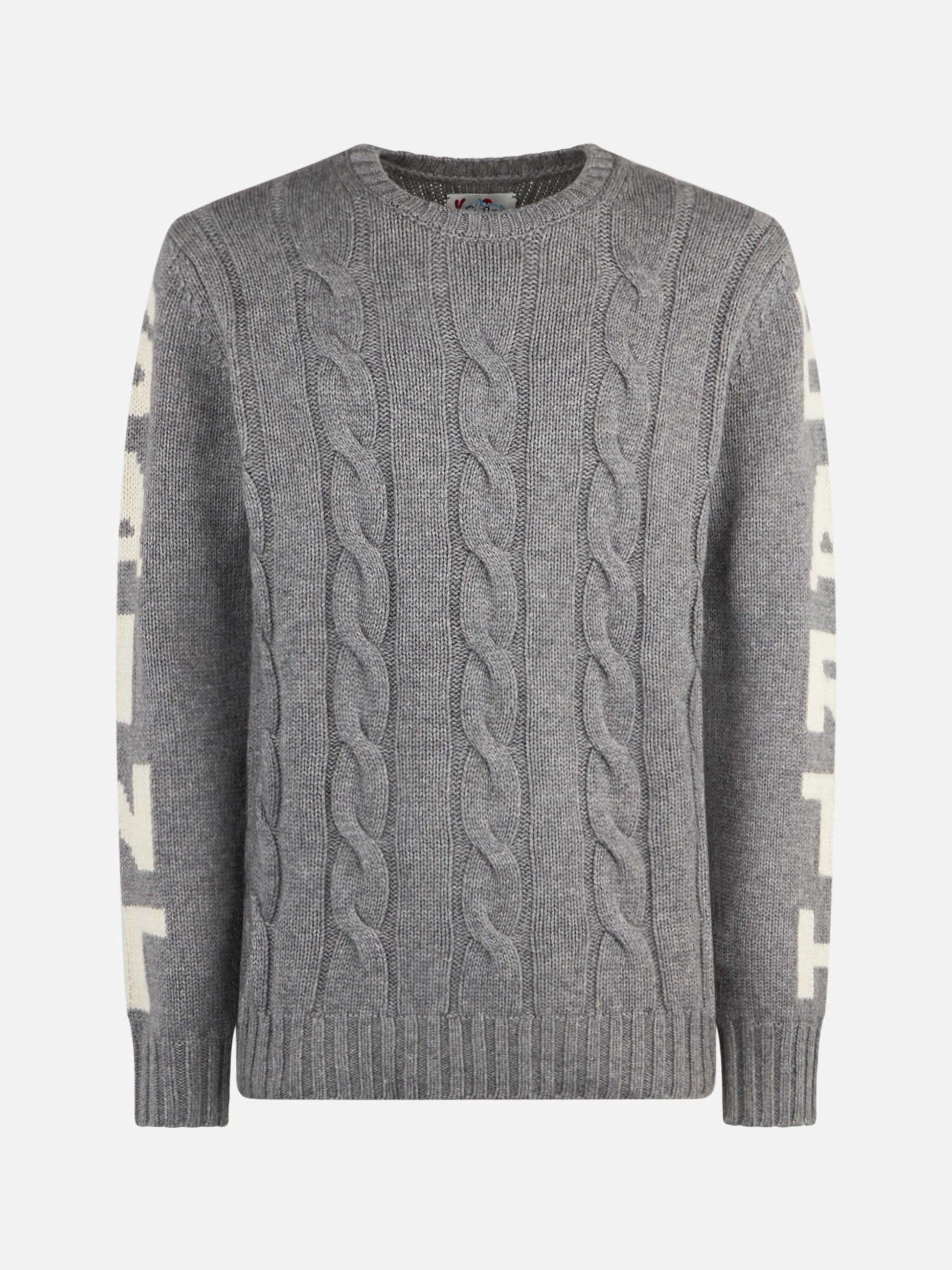 Man grey heavyweight cable knit sweater Bergen - MC2 Saint Barth