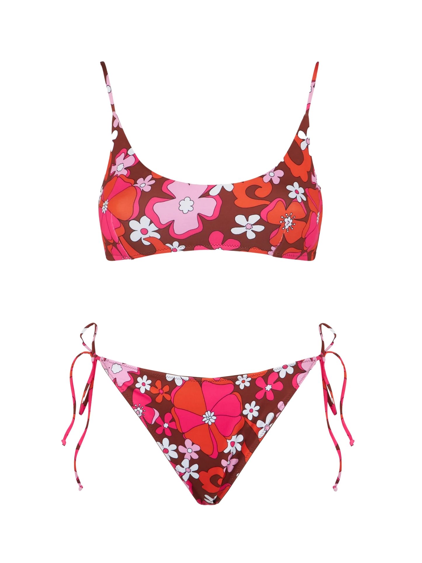 Woman bralette bikini with retro flower print - MC2 Saint Barth